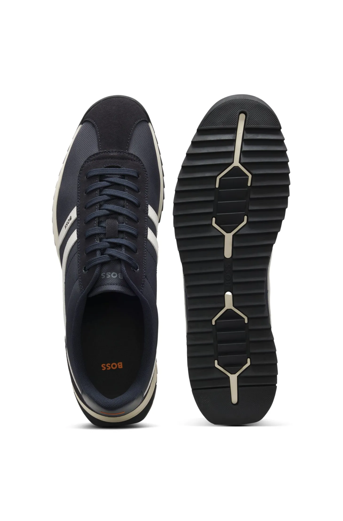 Low-top trainers with faux-leather trims