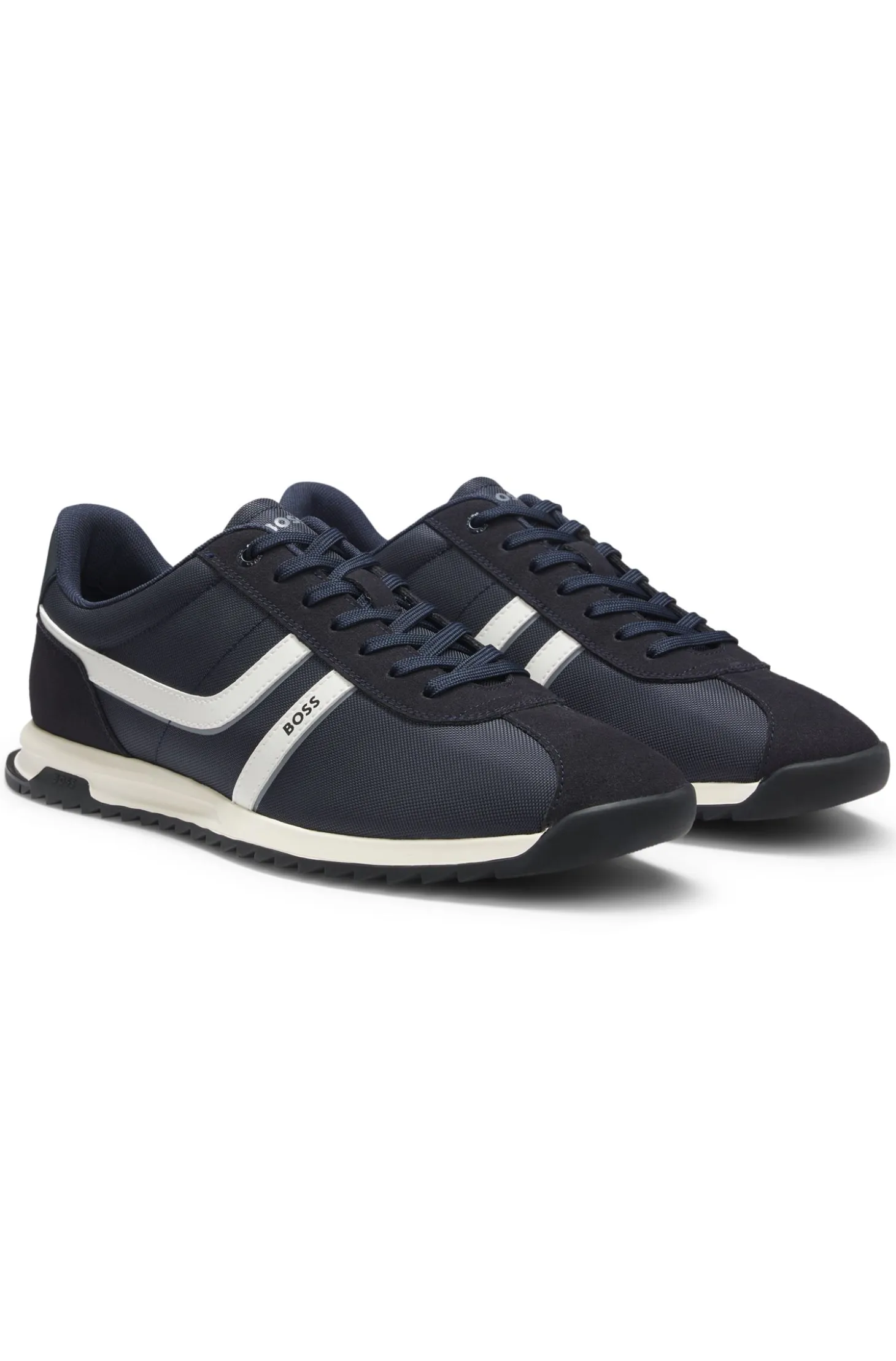Low-top trainers with faux-leather trims