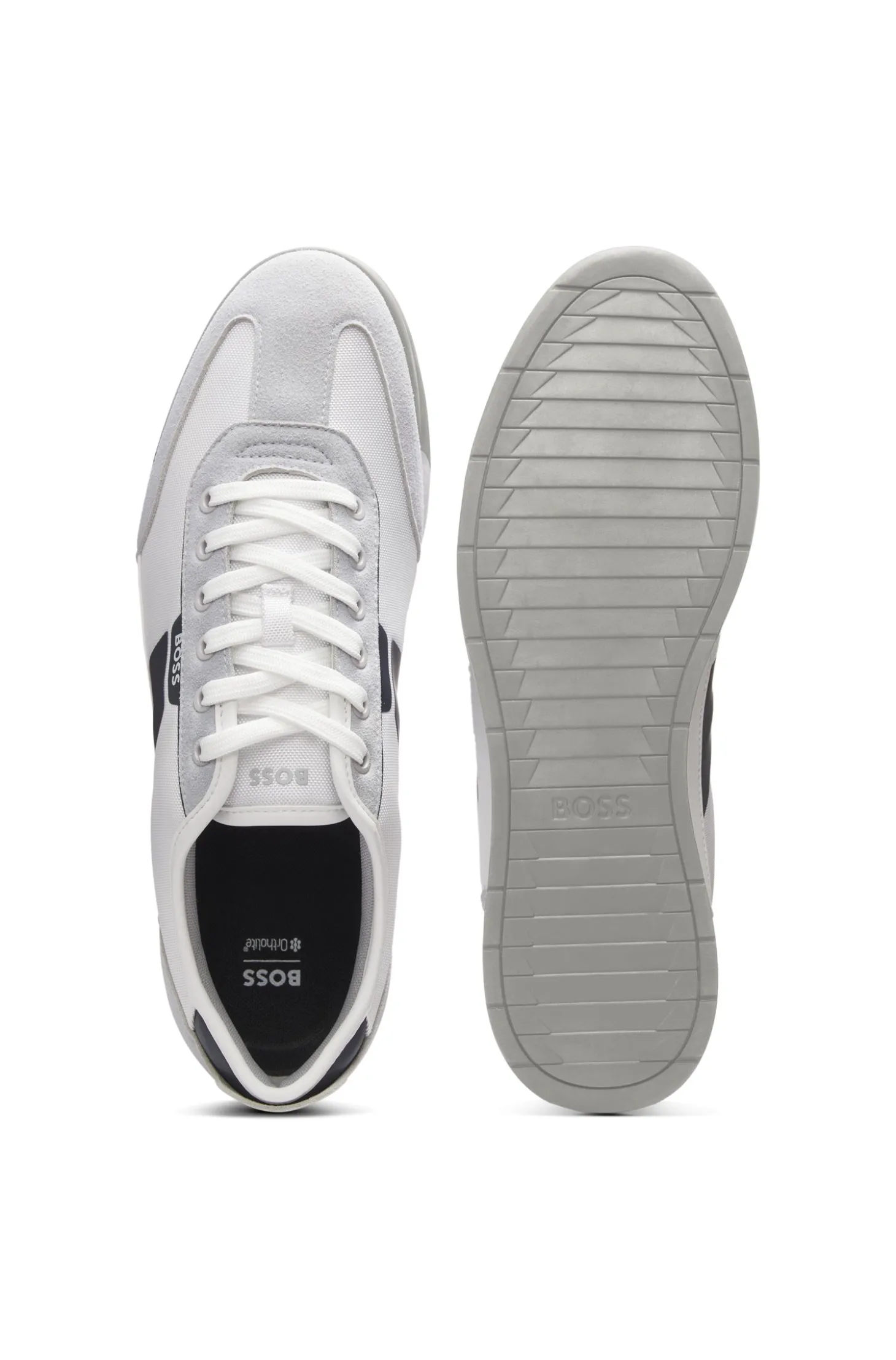Low-top trainers with structured trims