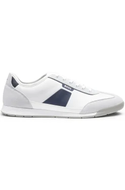Low-top trainers with structured trims
