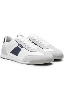 Low-top trainers with structured trims
