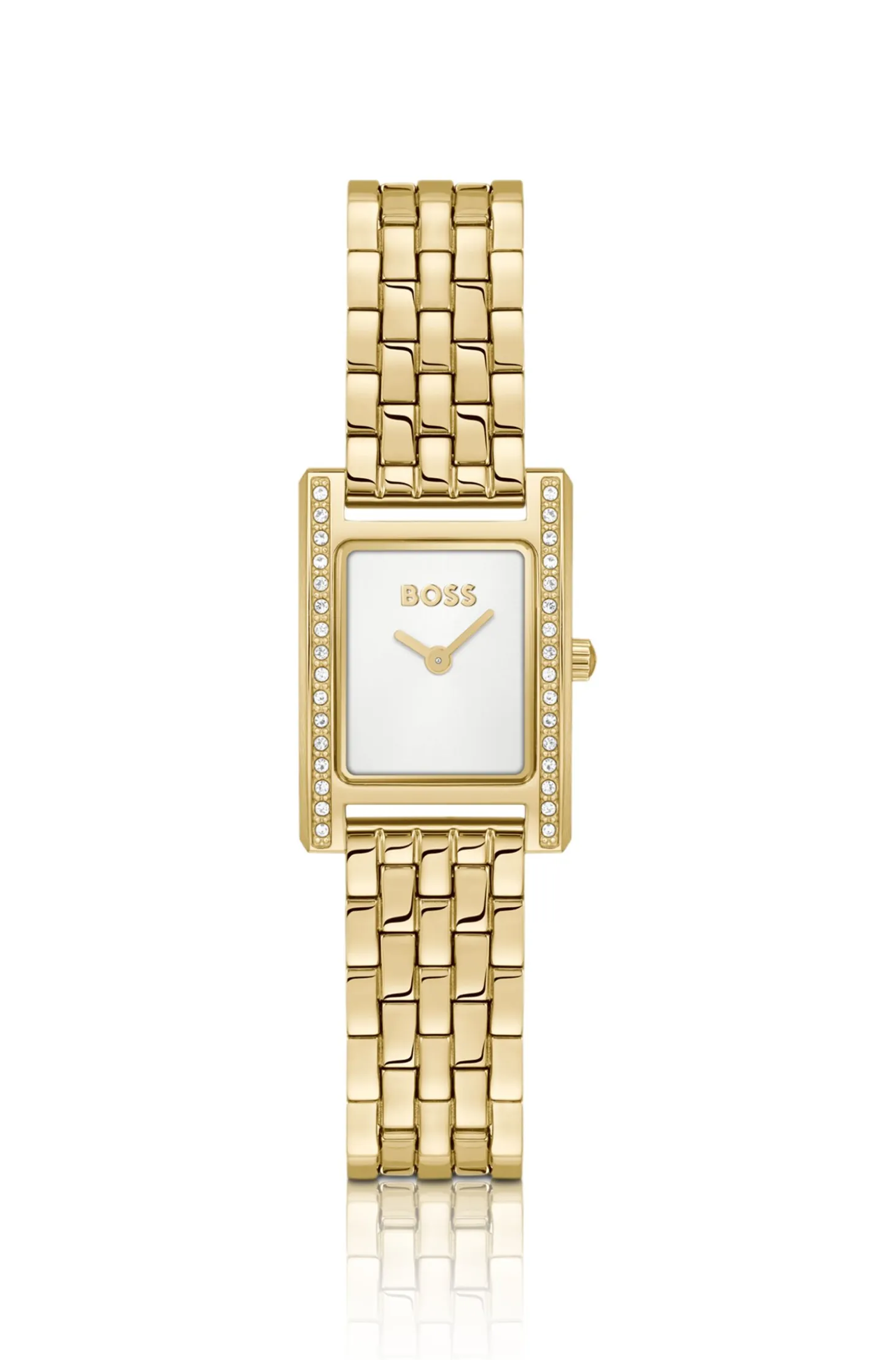 LUCY PRECIOUS Crystal-embellished gold-effect watch with white dial