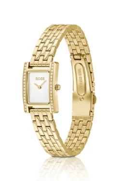 LUCY PRECIOUS Crystal-embellished gold-effect watch with white dial