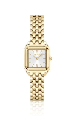 MAE PETITE Gold-effect link-bracelet watch with silver-white dial