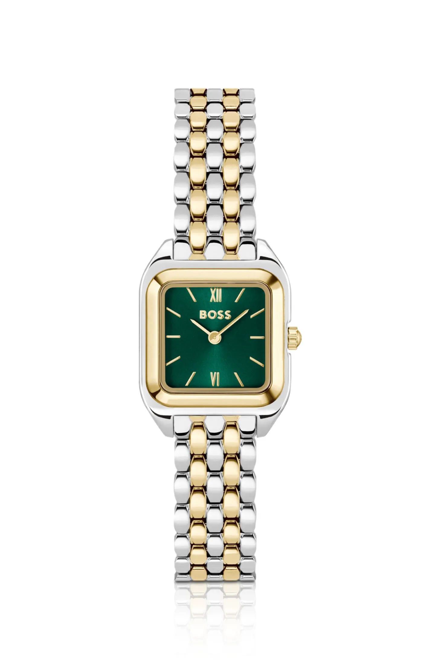 MAE PETITE Green-dial watch with two-tone bracelet
