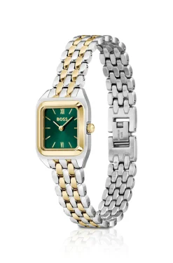 MAE PETITE Green-dial watch with two-tone bracelet
