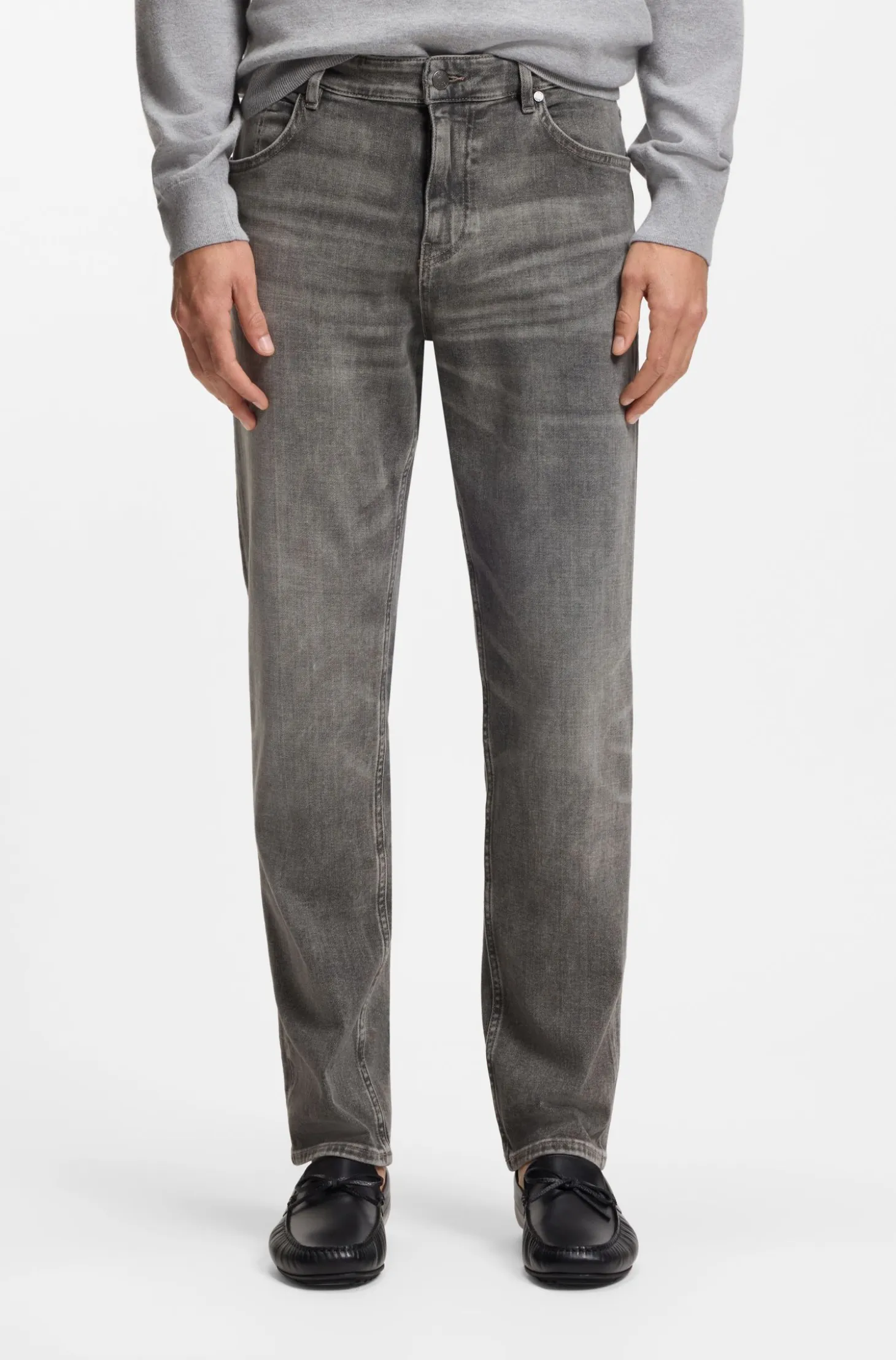 Maine regular-fit jeans in grey comfort-stretch denim