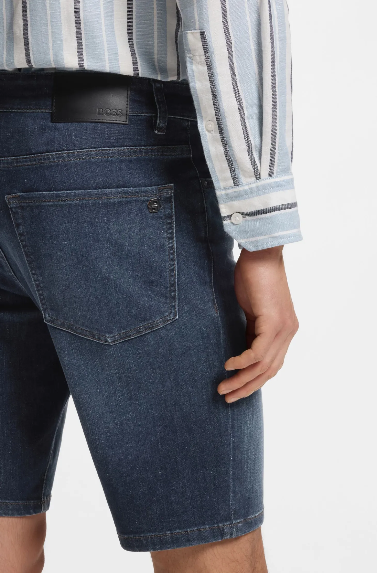 Maine regular-fit shorts in blue soft-motion denim