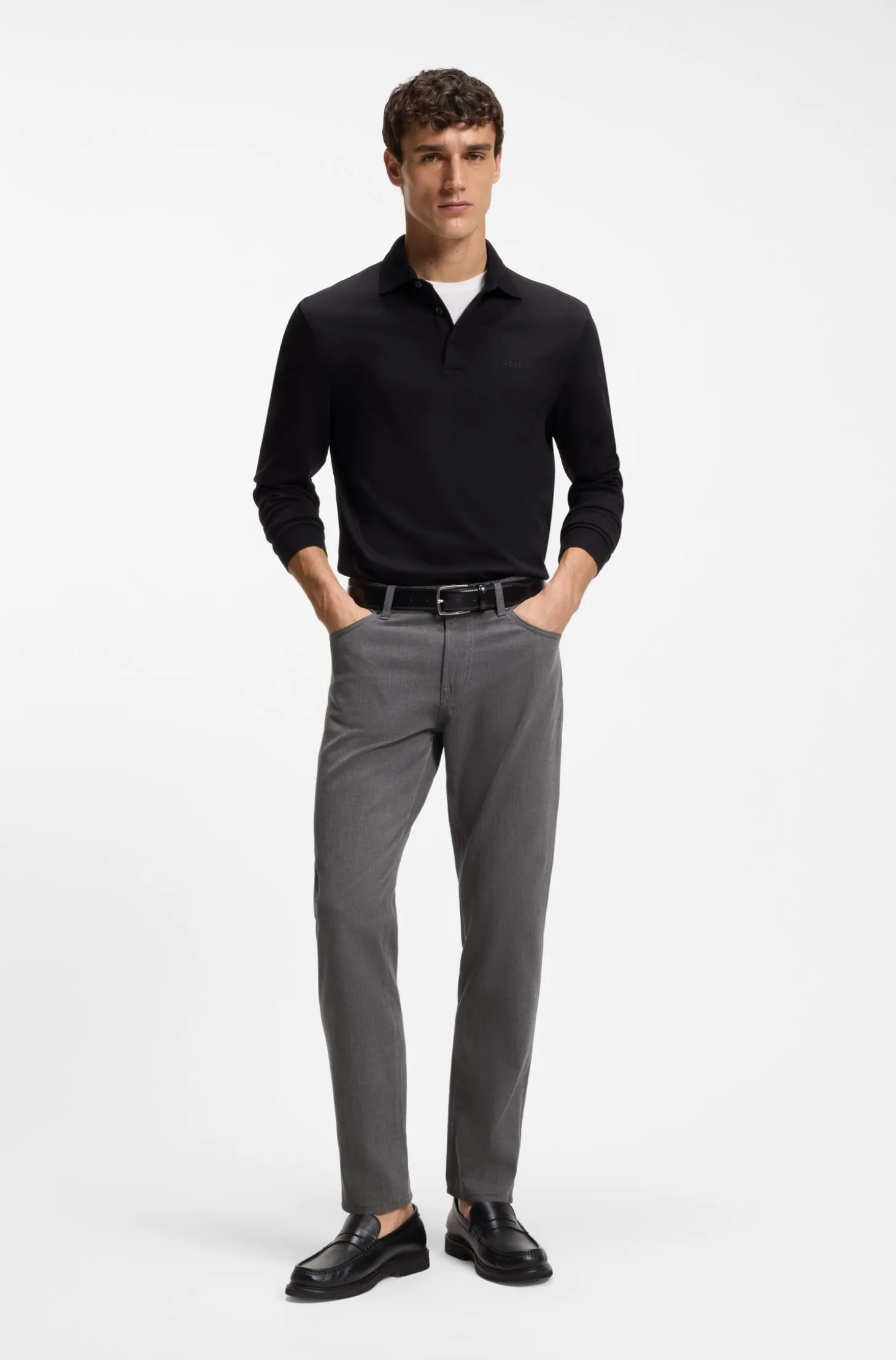 Maine regular-fit trousers in stretch-cotton dobby fabric