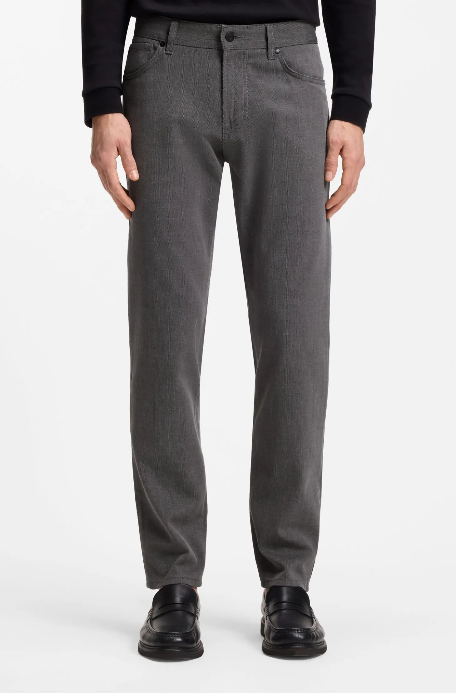 Maine regular-fit trousers in stretch-cotton dobby fabric