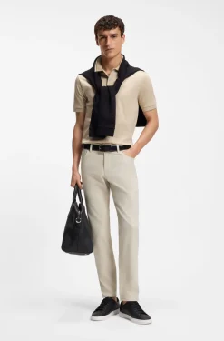 Maine regular-fit trousers in stretch-cotton dobby fabric