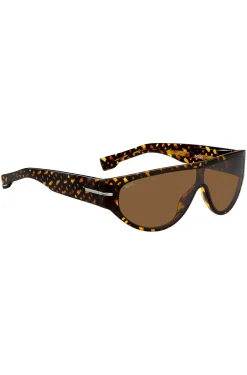 Mask-style sunglasses in monogram-patterned acetate