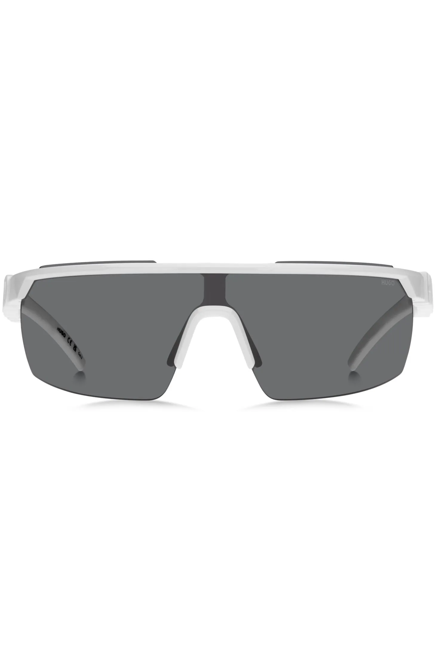Mask-style sunglasses in white with 3D-logo temples
