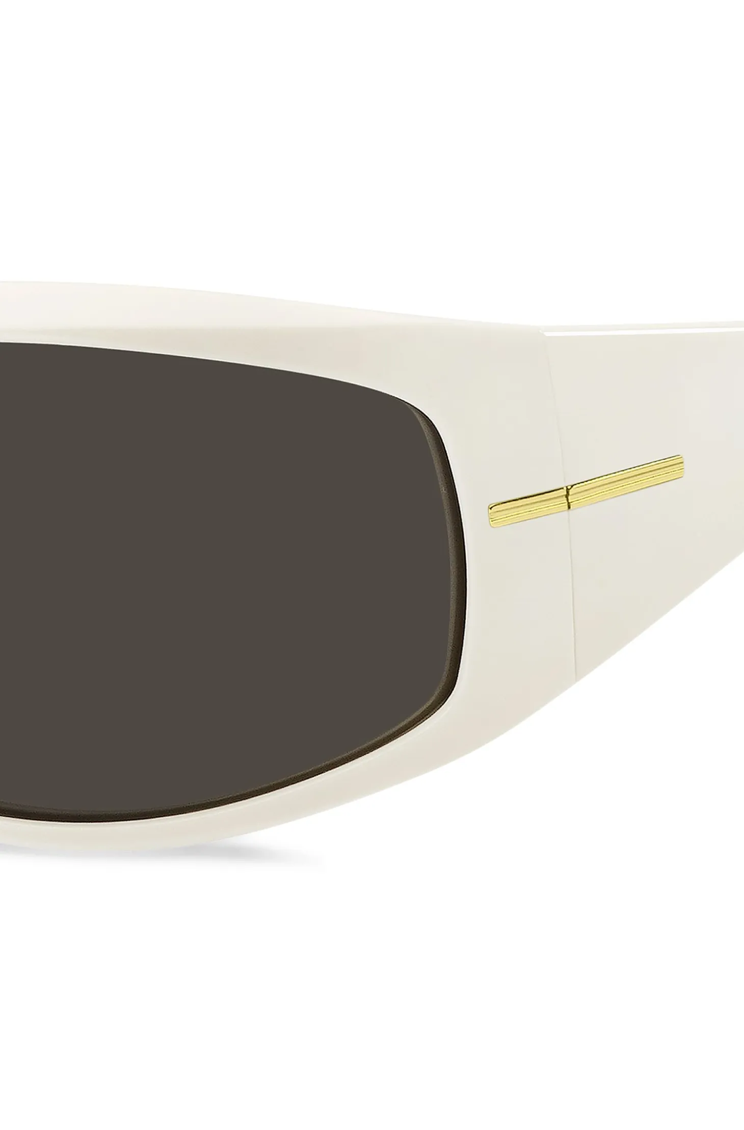 Mask-style sunglasses in white with gold-tone hardware