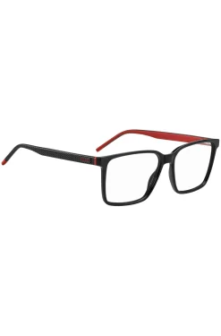 Matte-black optical frames with patterned temples