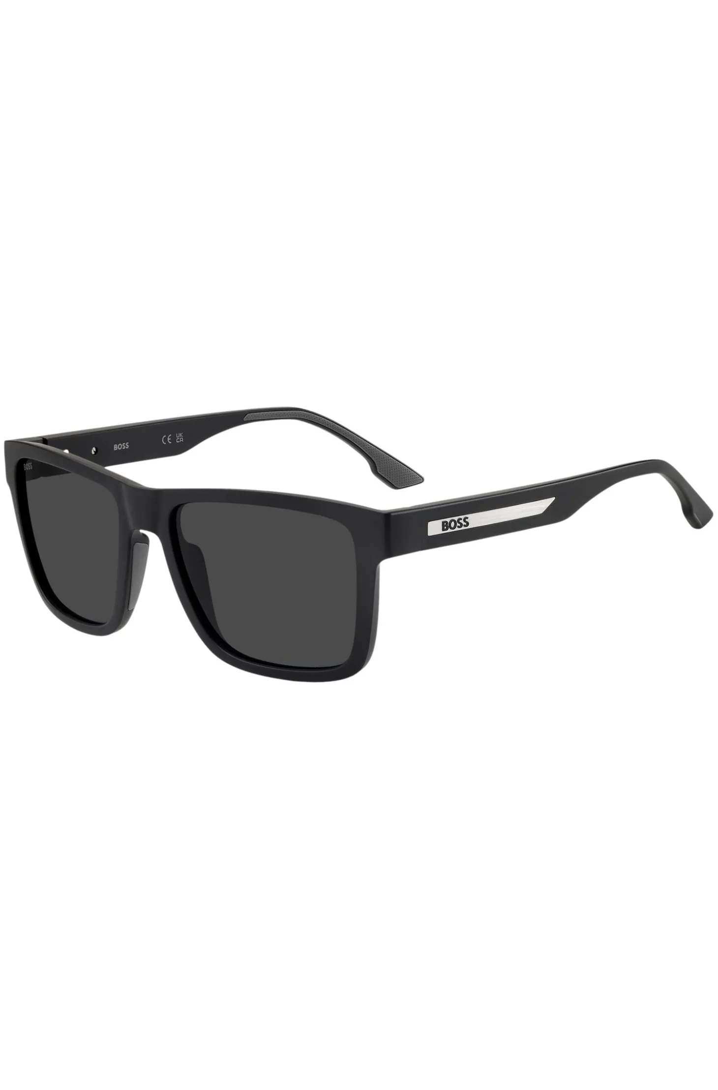 Matte-black sunglasses with logo insert