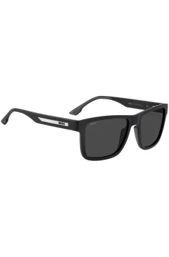 Matte-black sunglasses with logo insert