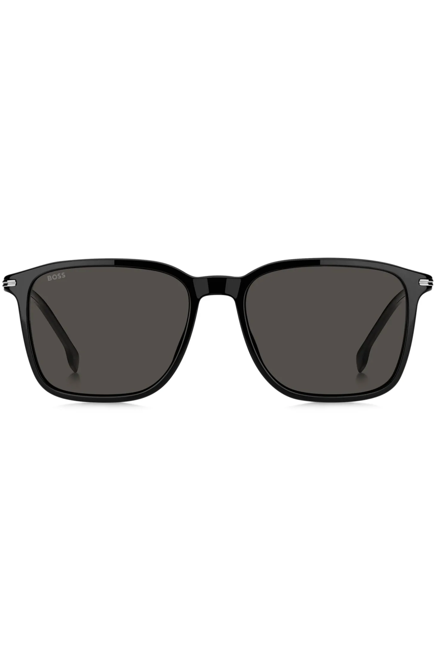 Matte-black sunglasses with stripe detail