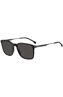 Matte-black sunglasses with stripe detail