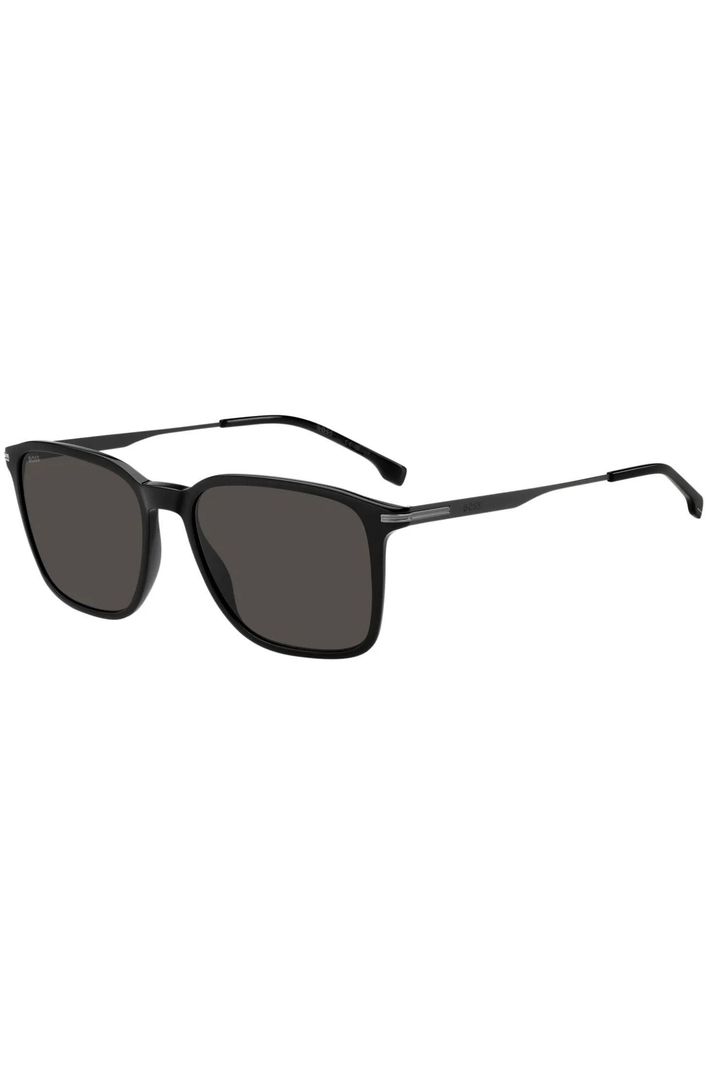Matte-black sunglasses with stripe detail