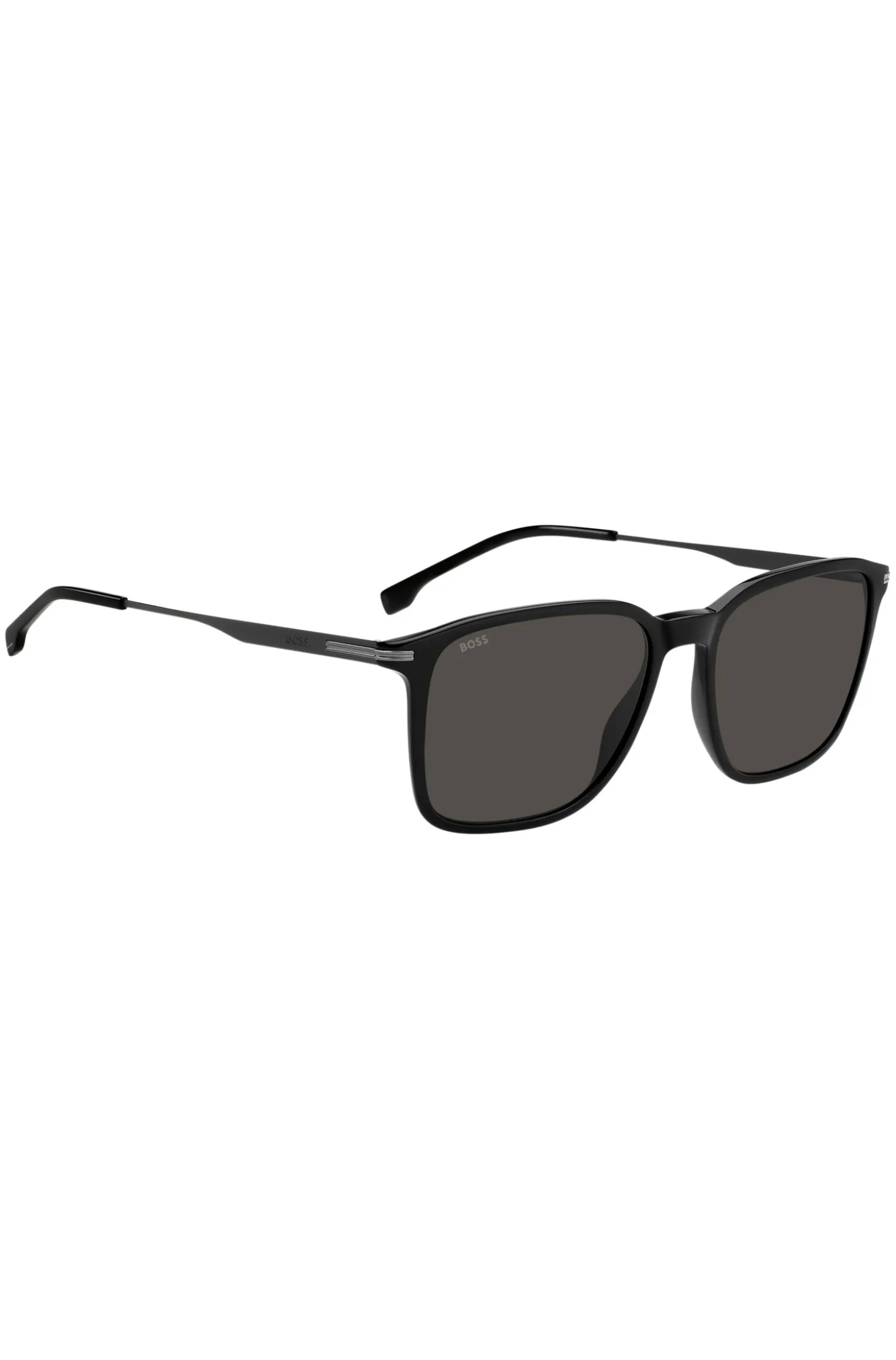 Matte-black sunglasses with stripe detail