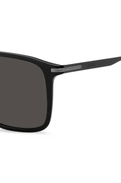 Matte-black sunglasses with stripe detail