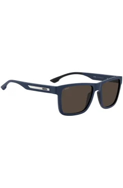 Matte-blue sunglasses with logo insert