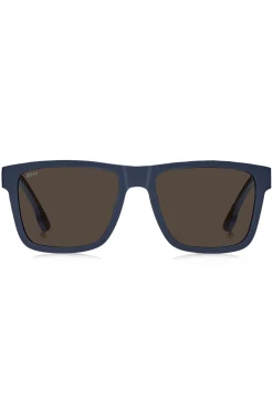 Matte-blue sunglasses with logo insert