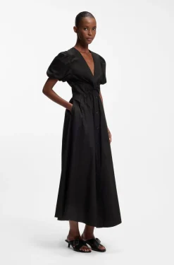 Maxi dress in cotton with twist front