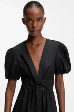 Maxi dress in cotton with twist front