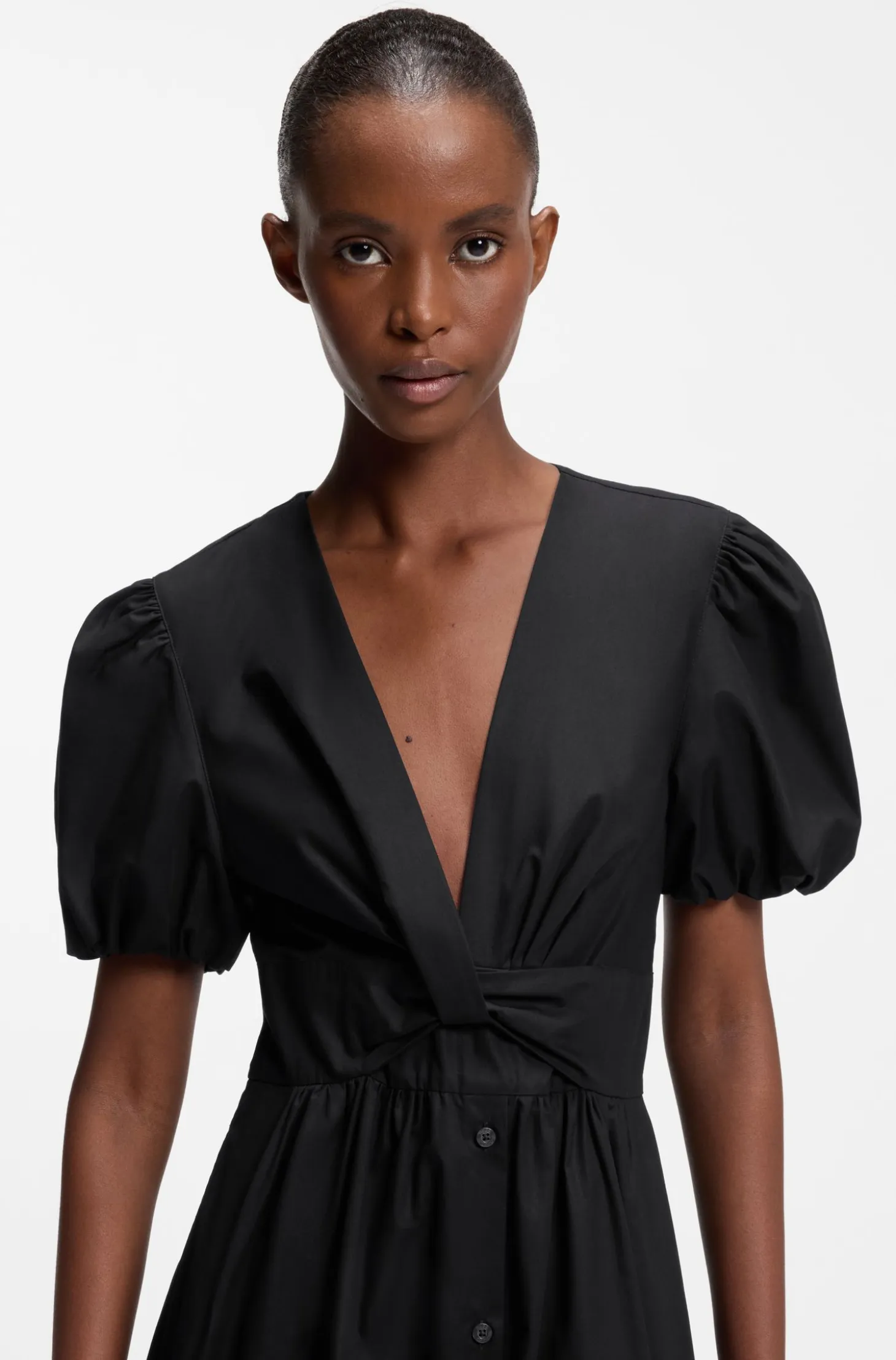 Maxi dress in cotton with twist front