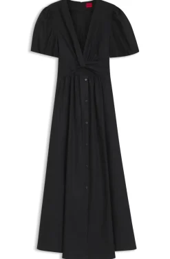 Maxi dress in cotton with twist front