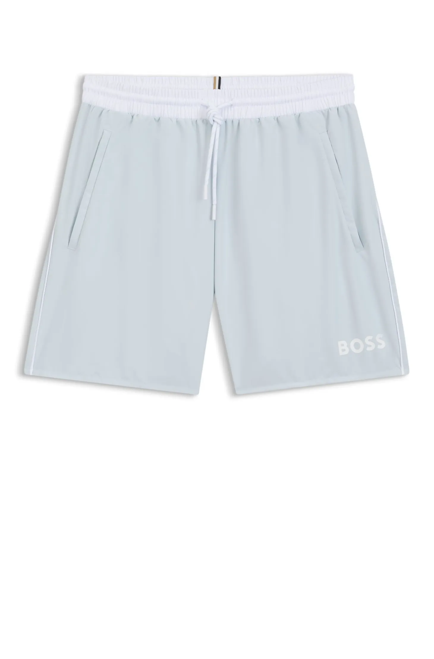 Medium-length swim shorts with contrast details