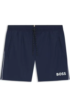 Medium-length swim shorts with contrast details