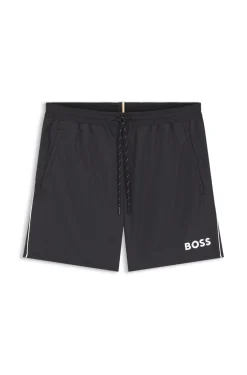 Medium-length swim shorts with contrast details