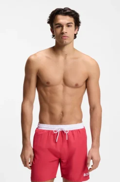 Medium-length swim shorts with contrast details
