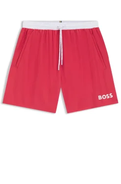 Medium-length swim shorts with contrast details