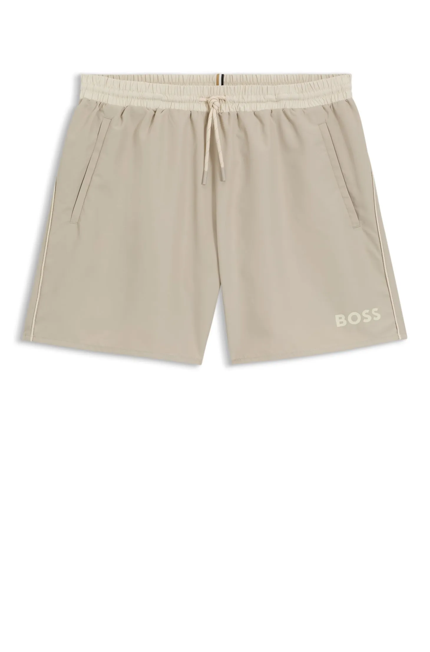 Medium-length swim shorts with contrast details