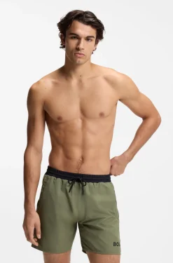 Medium-length swim shorts with contrast details