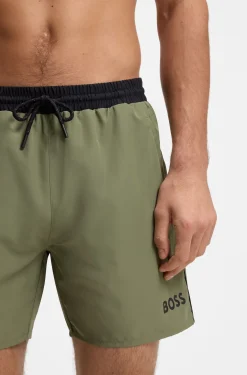 Medium-length swim shorts with contrast details