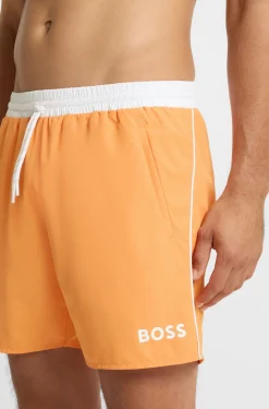 Medium-length swim shorts with contrast details