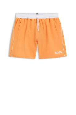 Medium-length swim shorts with contrast details