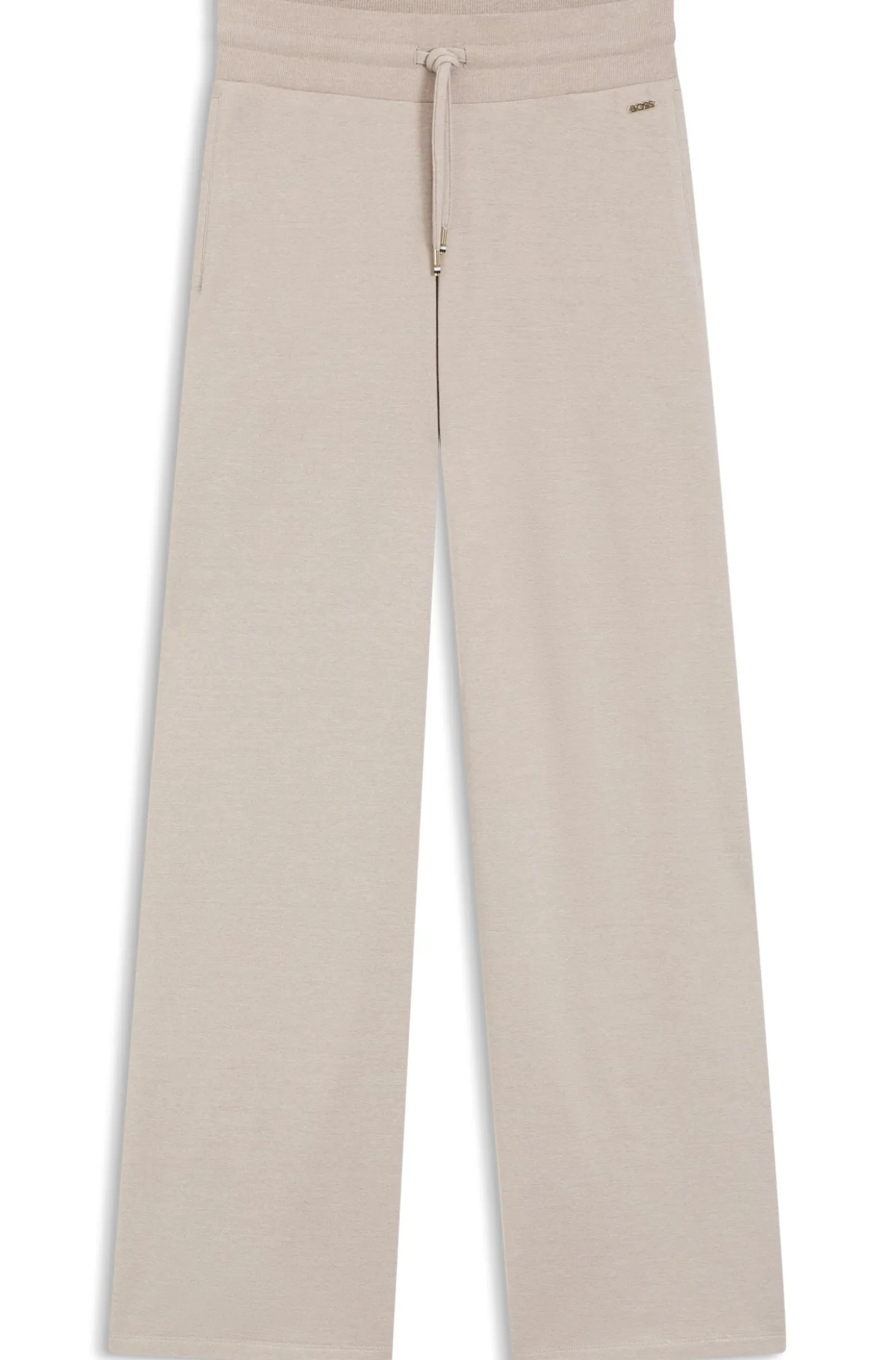 Melange-jersey tracksuit bottoms with logo plate