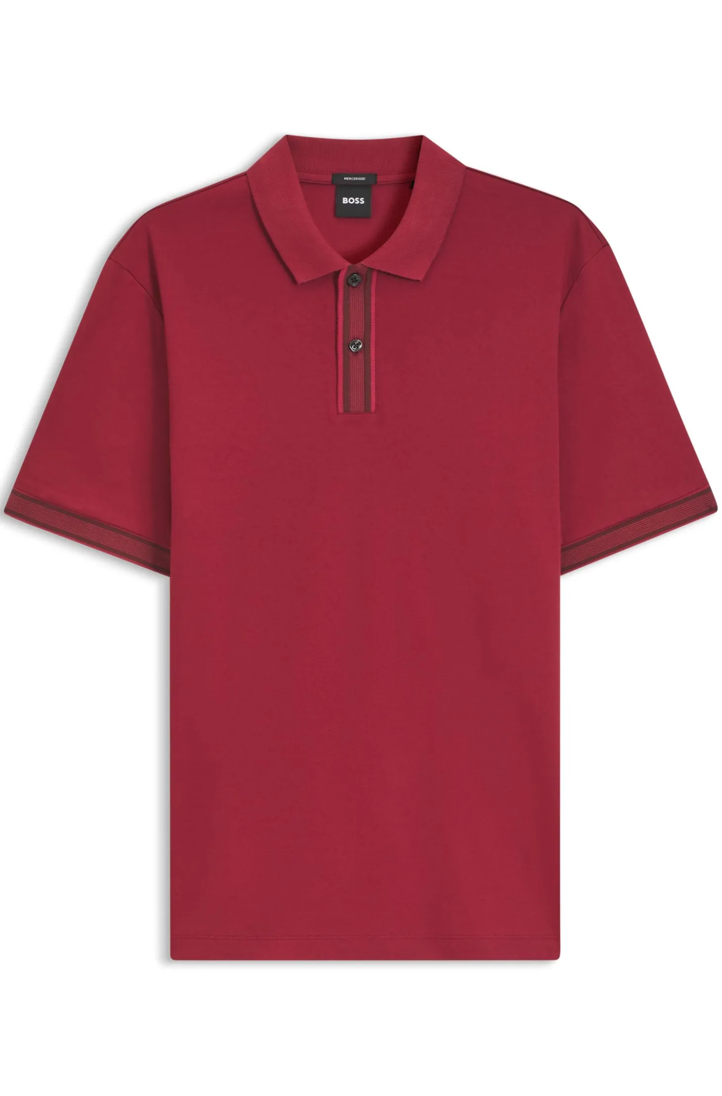 Mercerised-cotton polo shirt with striped trims