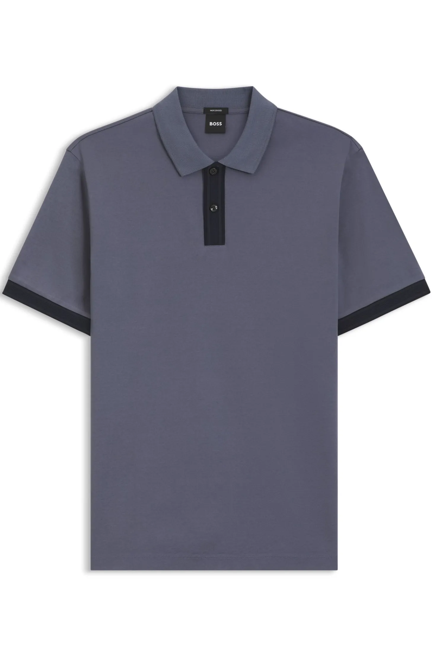 Mercerised-cotton polo shirt with striped trims