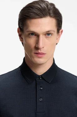 Mercerised-cotton polo shirt with three-tone jacquard