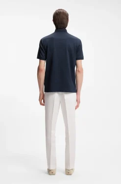 Mercerised-cotton polo shirt with three-tone jacquard