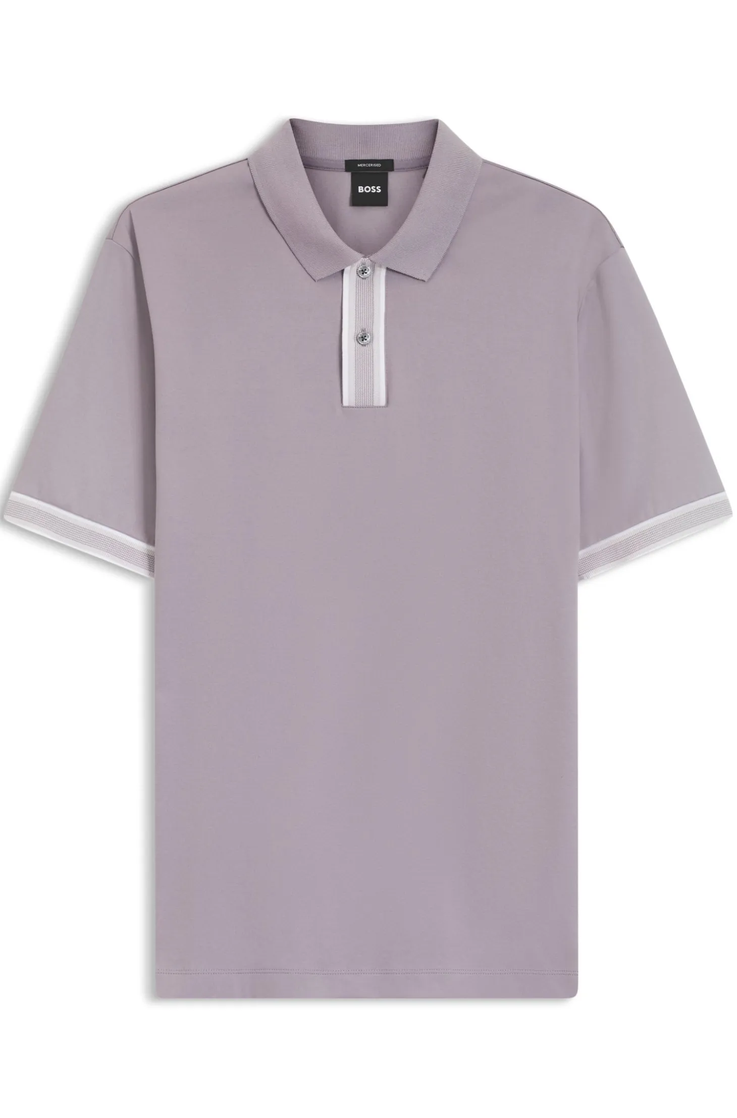 Mercerised-cotton polo shirt with striped trims