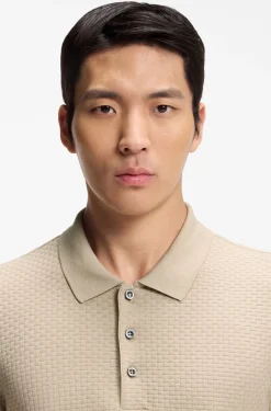 Mercerised-cotton polo shirt with basket weave