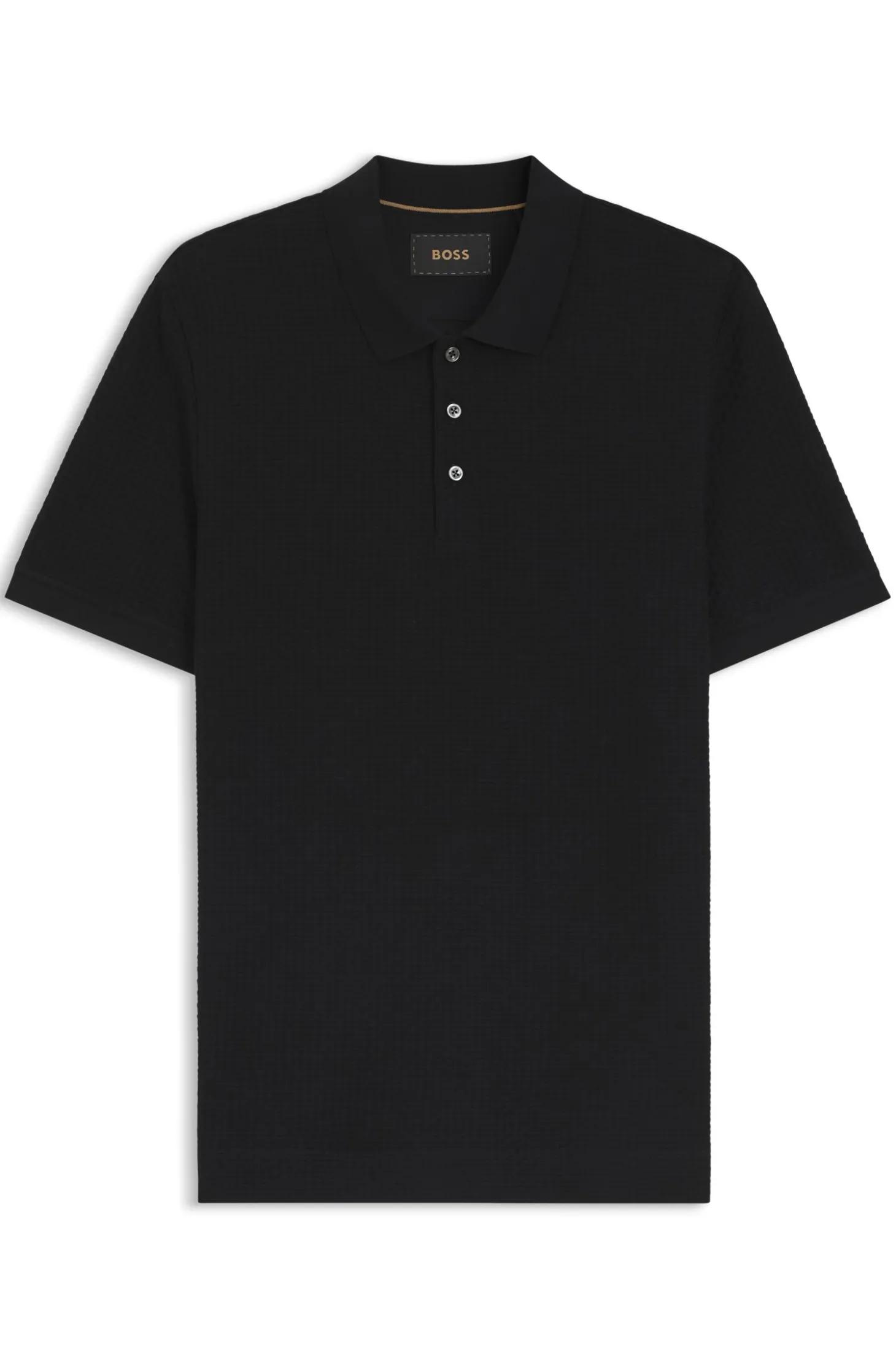 Mercerised-cotton polo shirt with basket weave